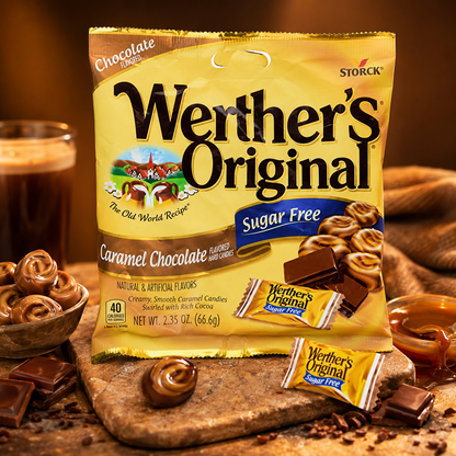 Werther's Original Sugar Free Caramel Chocolate Flavor Candy Bag 2.35 oz