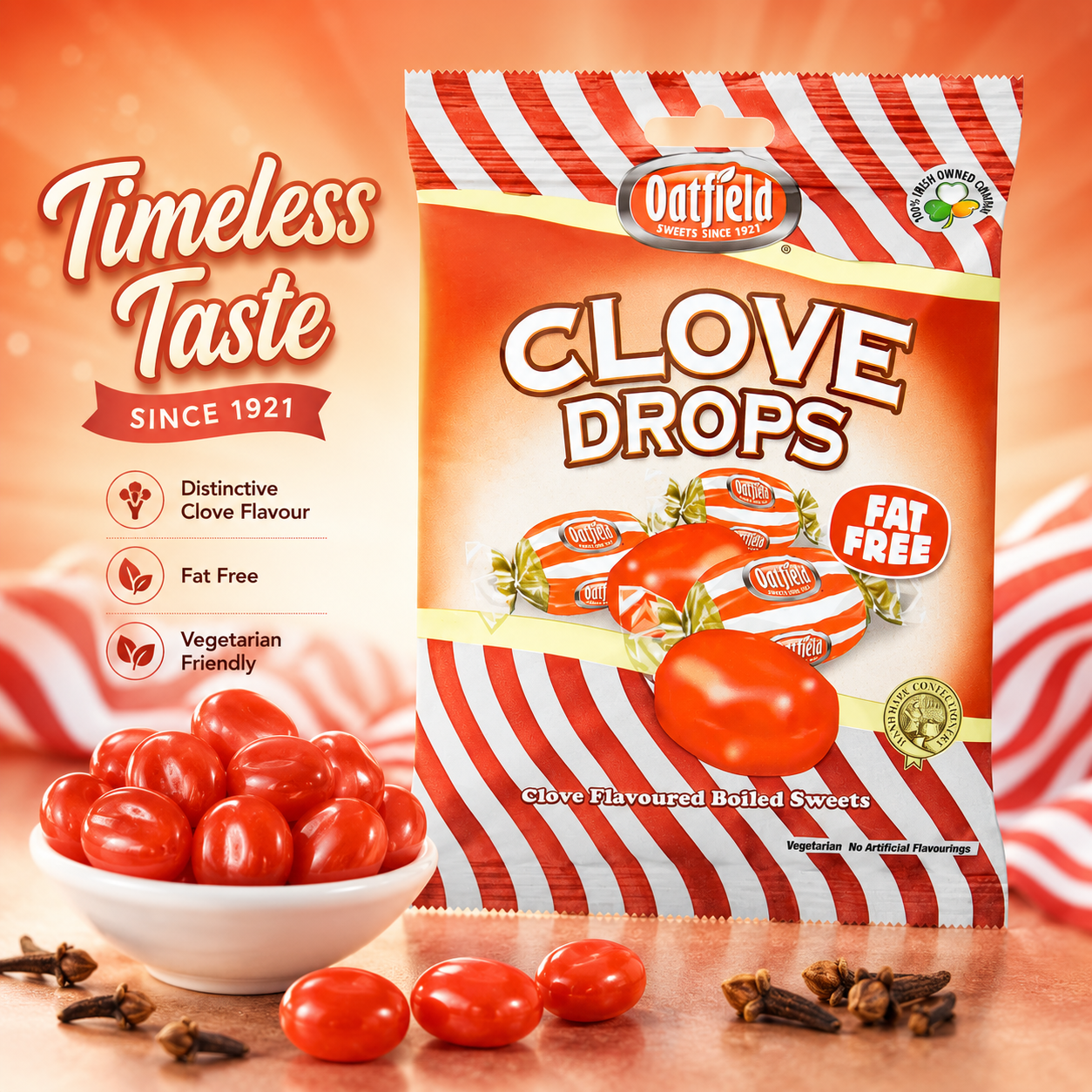 Oatfield Clove Drops Hard Candy Bag 5.29 oz