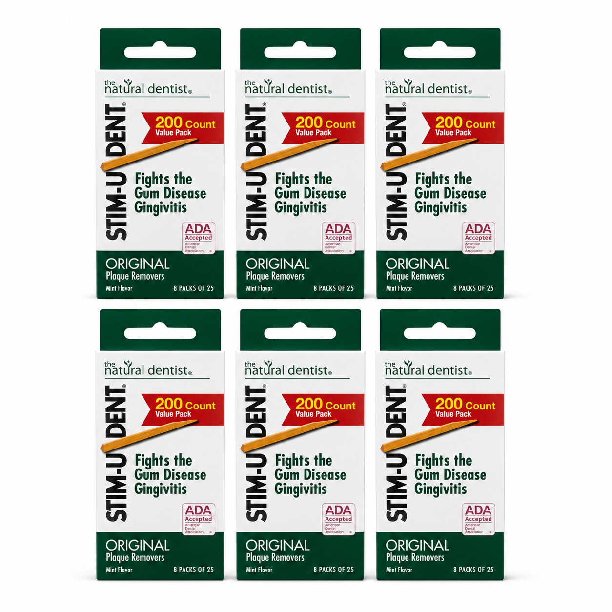 Stim-U-Dent Original Mint-Flavored Plaque Removers Wooden Toothpicks 200 ct Box