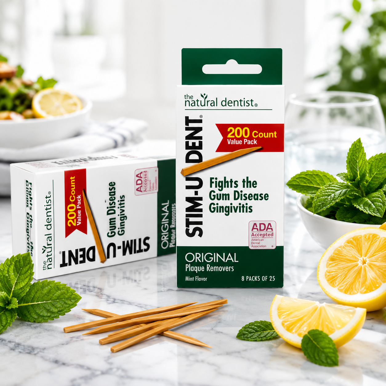 Stim-U-Dent Original Mint-Flavored Plaque Removers Wooden Toothpicks 200 ct Box