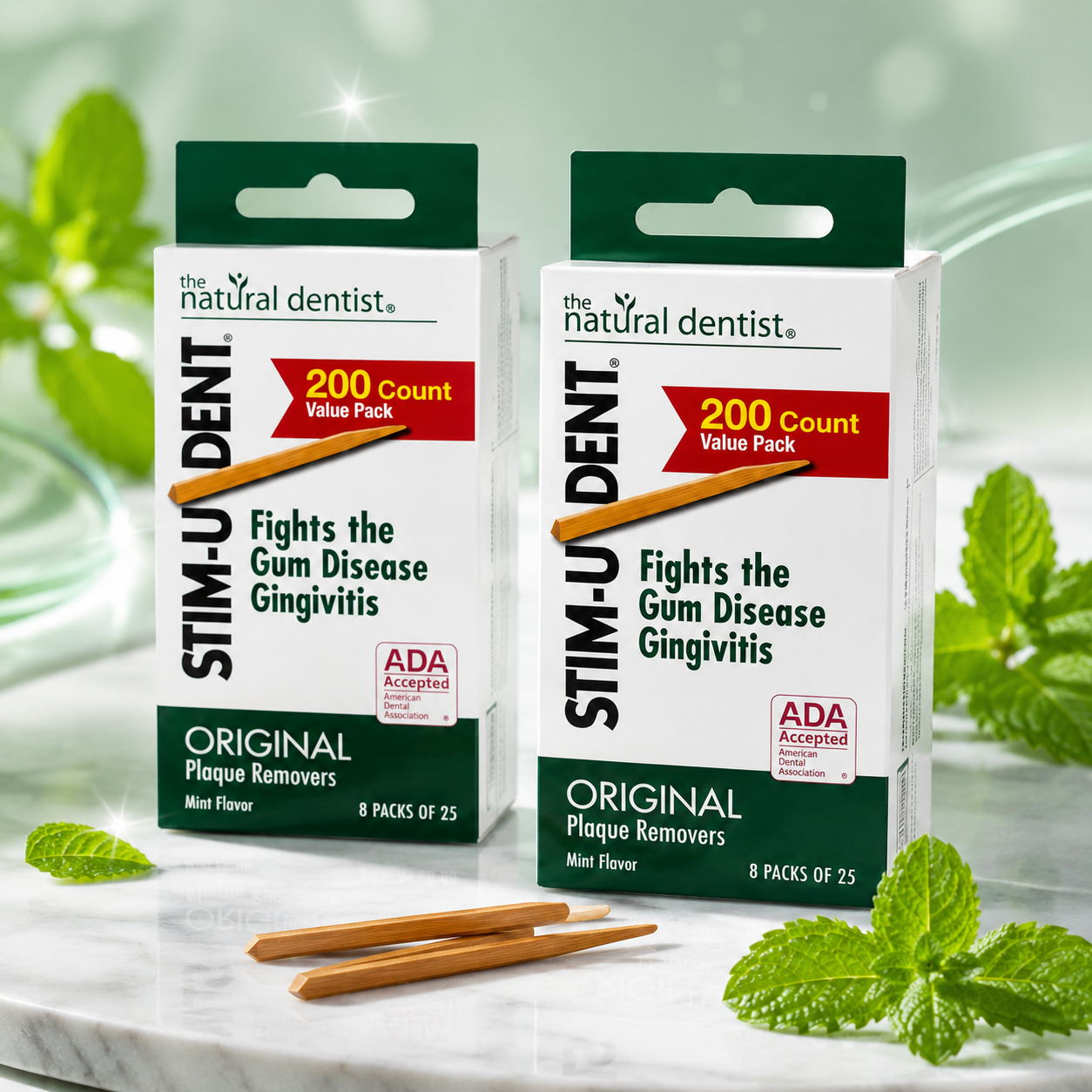 Stim-U-Dent Original Mint-Flavored Plaque Removers Wooden Toothpicks 200 ct Box