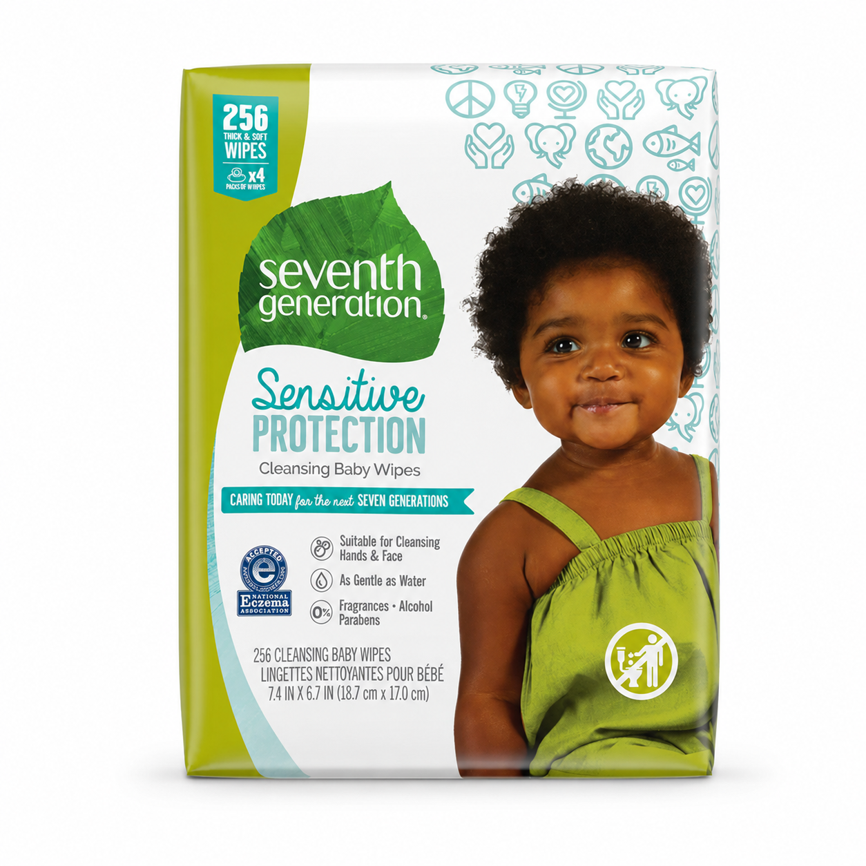 Seventh Generation Baby Wipes Unscented Sensitive 64 ct
