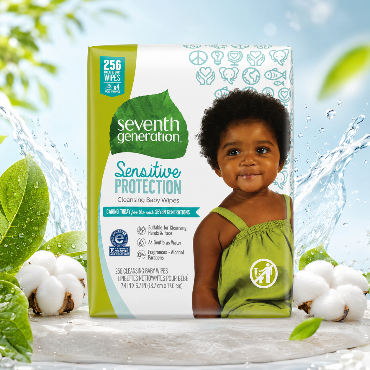 Seventh Generation Baby Wipes Unscented Sensitive 64 ct