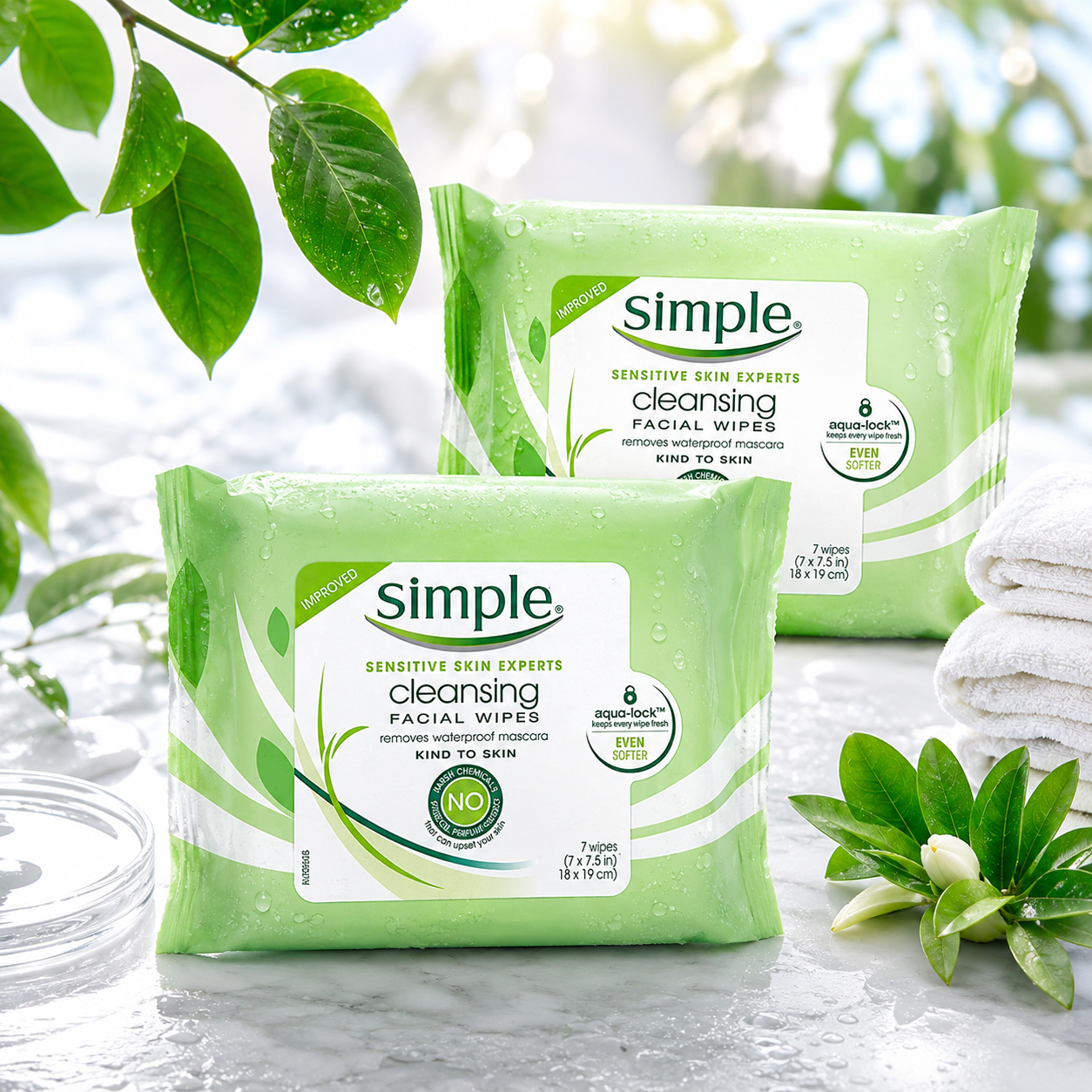 Simple Kind To Skin Cleansing Facial Wipes Travel Pack 7-ct