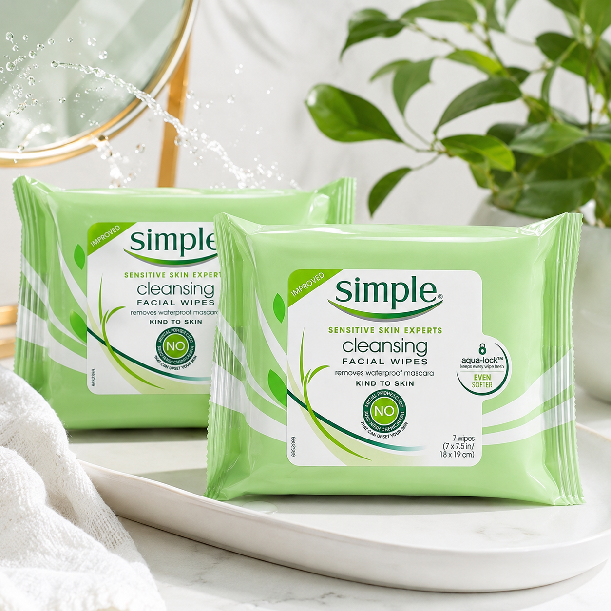 Simple Kind To Skin Cleansing Facial Wipes Travel Pack 7-ct