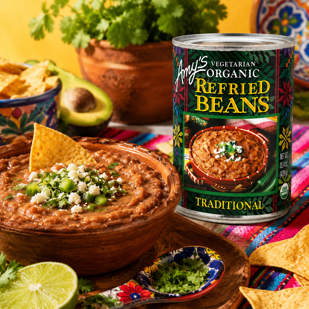 Amy's Refried Pinto Beans Gluten Free Organic Vegetarian Traditional 15.4 oz