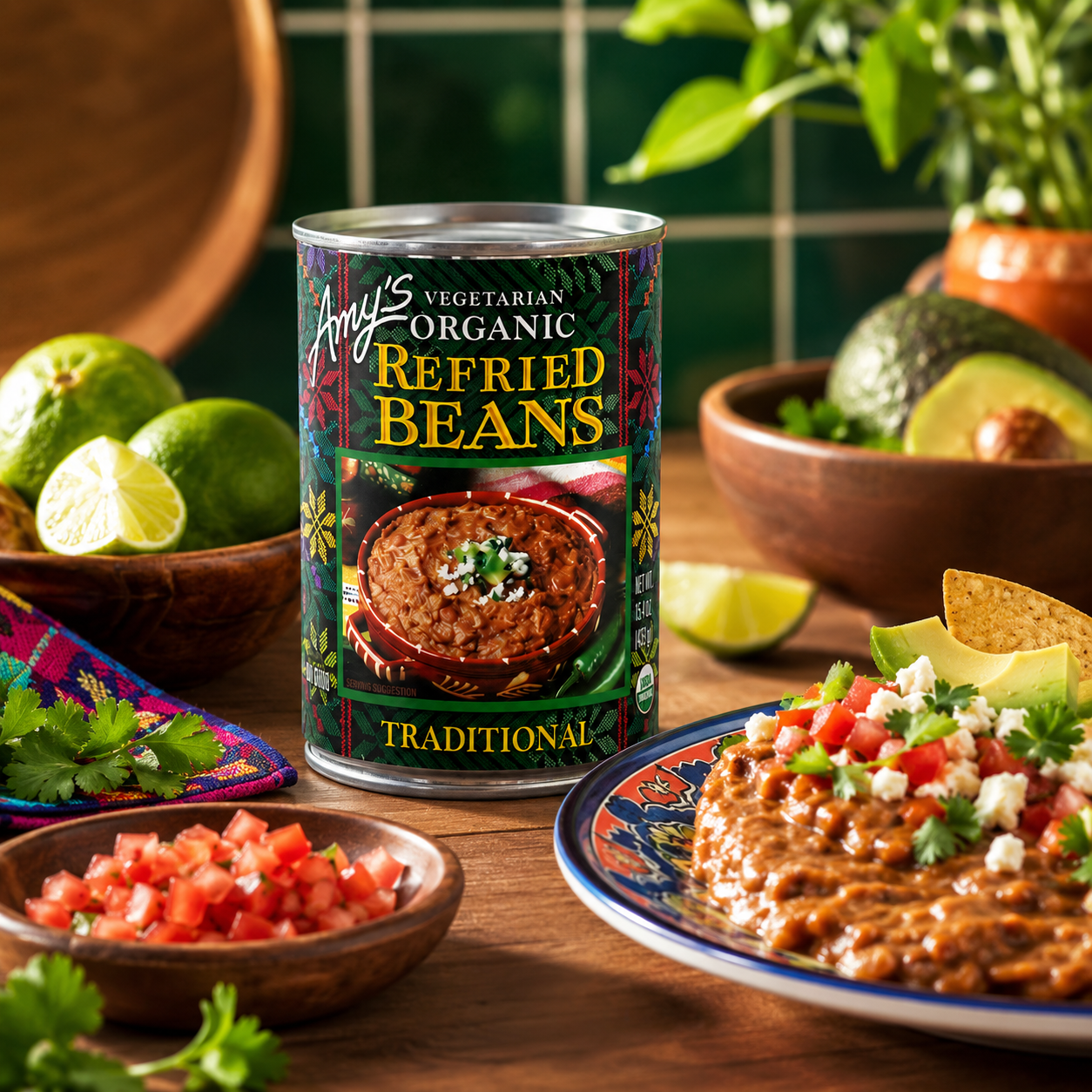 Amy's Refried Pinto Beans Gluten Free Organic Vegetarian Traditional 15.4 oz