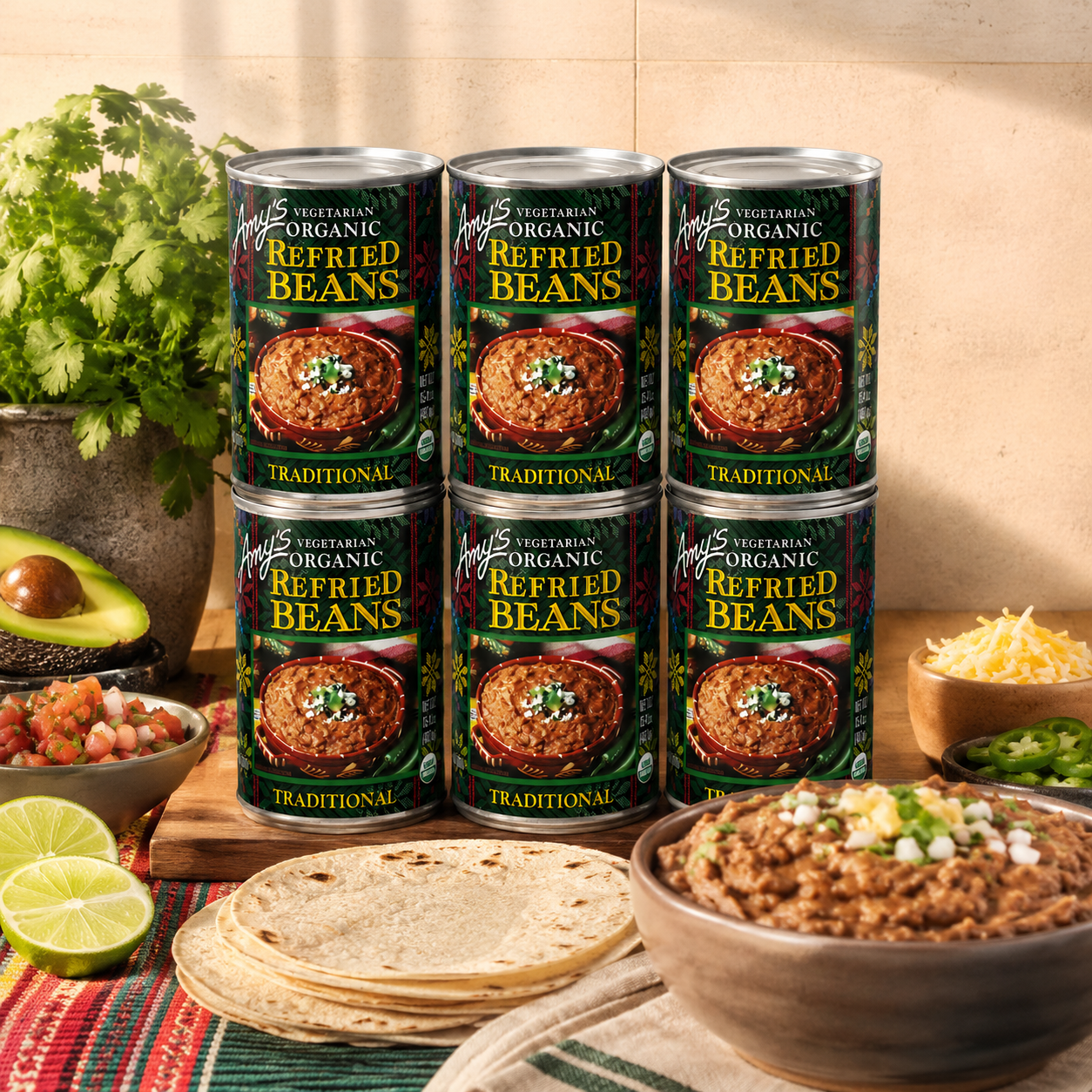 Amy's Refried Pinto Beans Gluten Free Organic Vegetarian Traditional 15.4 oz