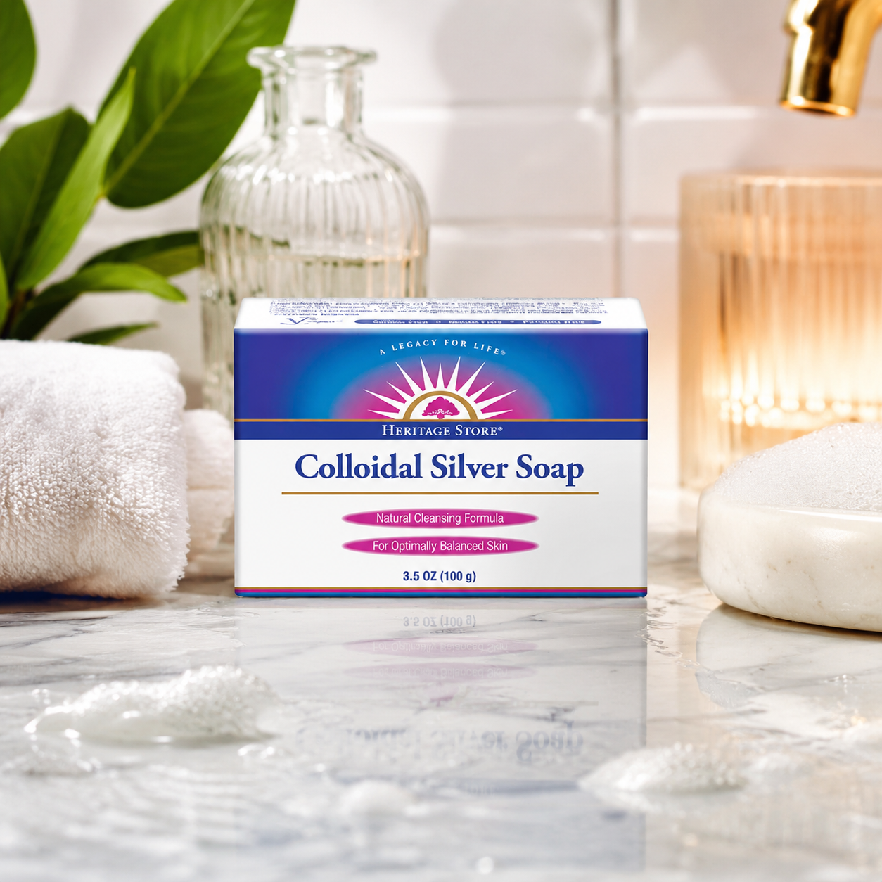 HERITAGE STORE Colloidal Silver Soap Bar Rosemary Scent 3.5 oz