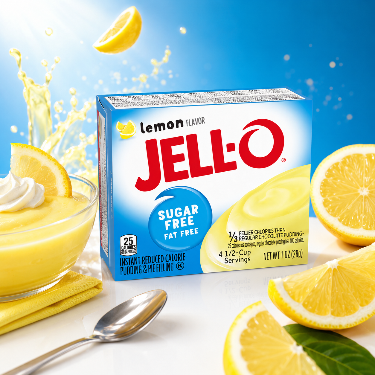 Jell-O Instant Lemon Sugar-Free Fat Free Pudding & Pie Filling Boxes 1 oz