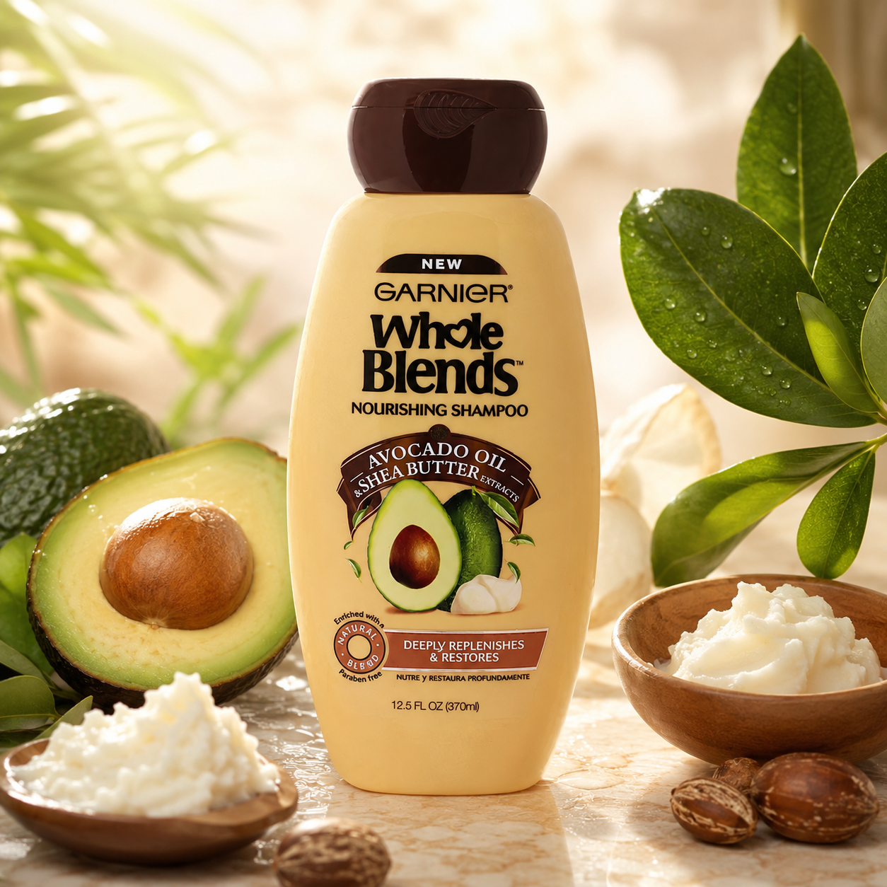 Garnier Whole Blends Nourishing Shampoo with Avocado Oil & Shea Butter Extracts 12.5 Fluid oz