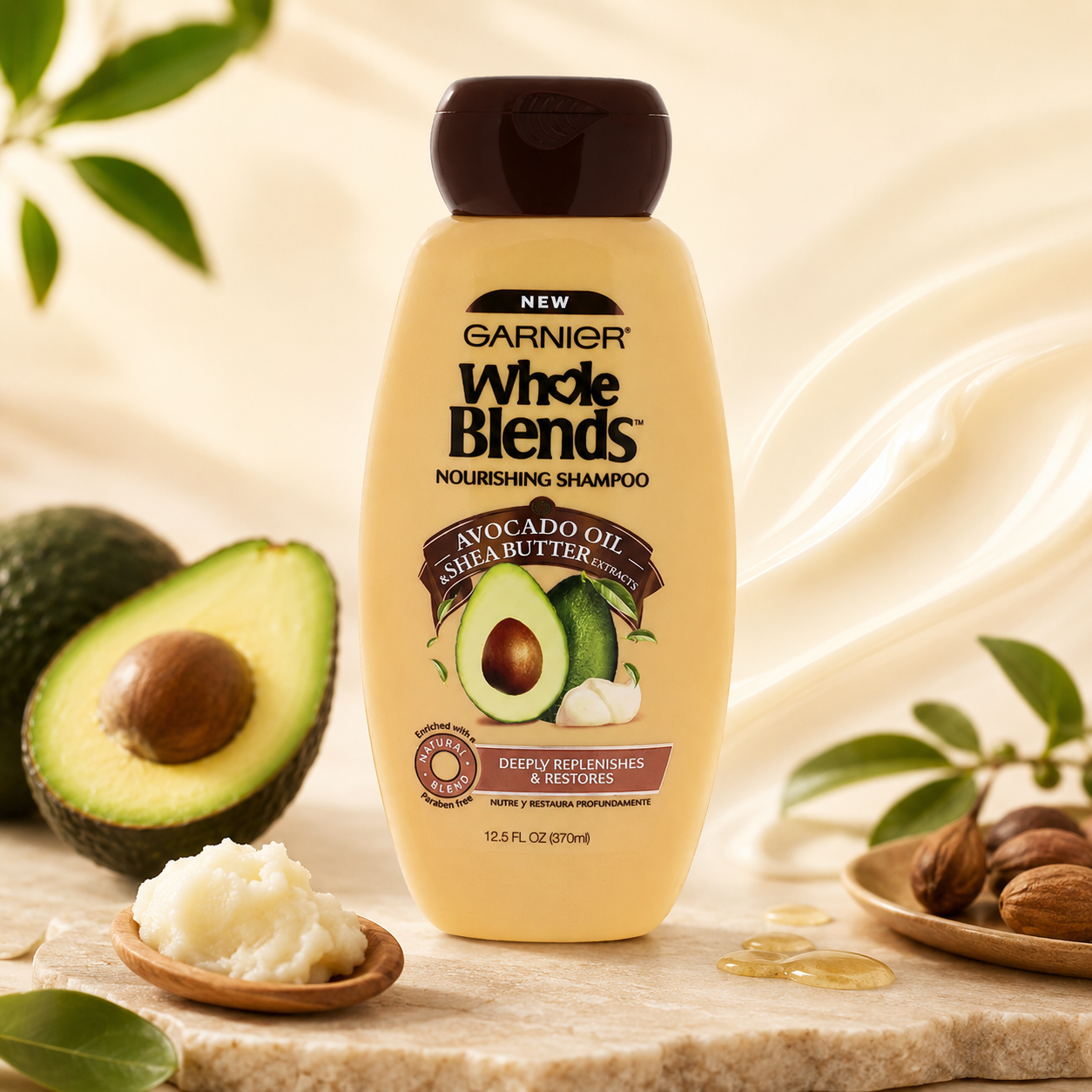 Garnier Whole Blends Nourishing Shampoo with Avocado Oil & Shea Butter Extracts 12.5 Fluid oz