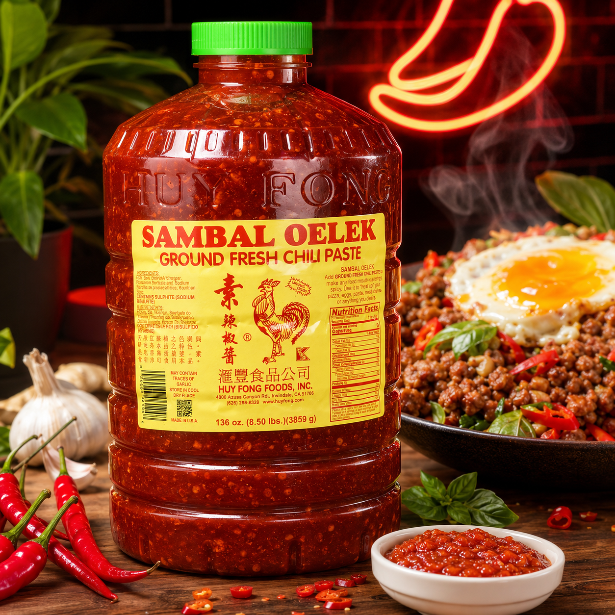 Huy Fong Sambal Oelek Chili Sauce 136 oz / 8.5 lb