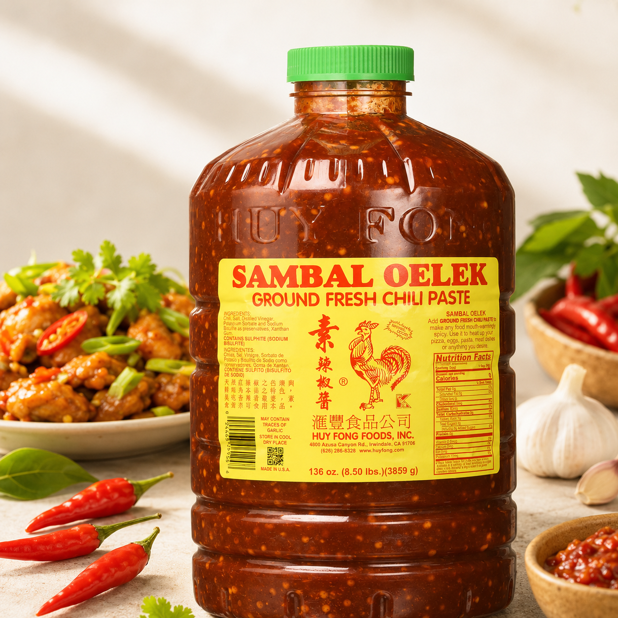 Huy Fong Sambal Oelek Chili Sauce 136 oz / 8.5 lb