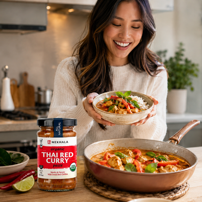 Mekhala Organic Thai Red Curry Paste Vegan Gluten-Free No Added Sugar Hot Each 3.5 oz