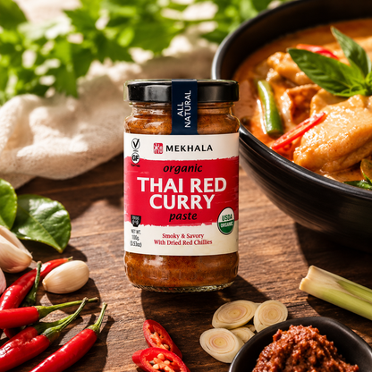 Mekhala Organic Thai Red Curry Paste Vegan Gluten-Free No Added Sugar Hot Each 3.5 oz