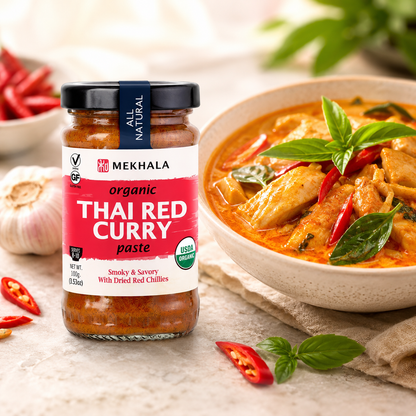 Mekhala Organic Thai Red Curry Paste Vegan Gluten-Free No Added Sugar Hot Each 3.5 oz