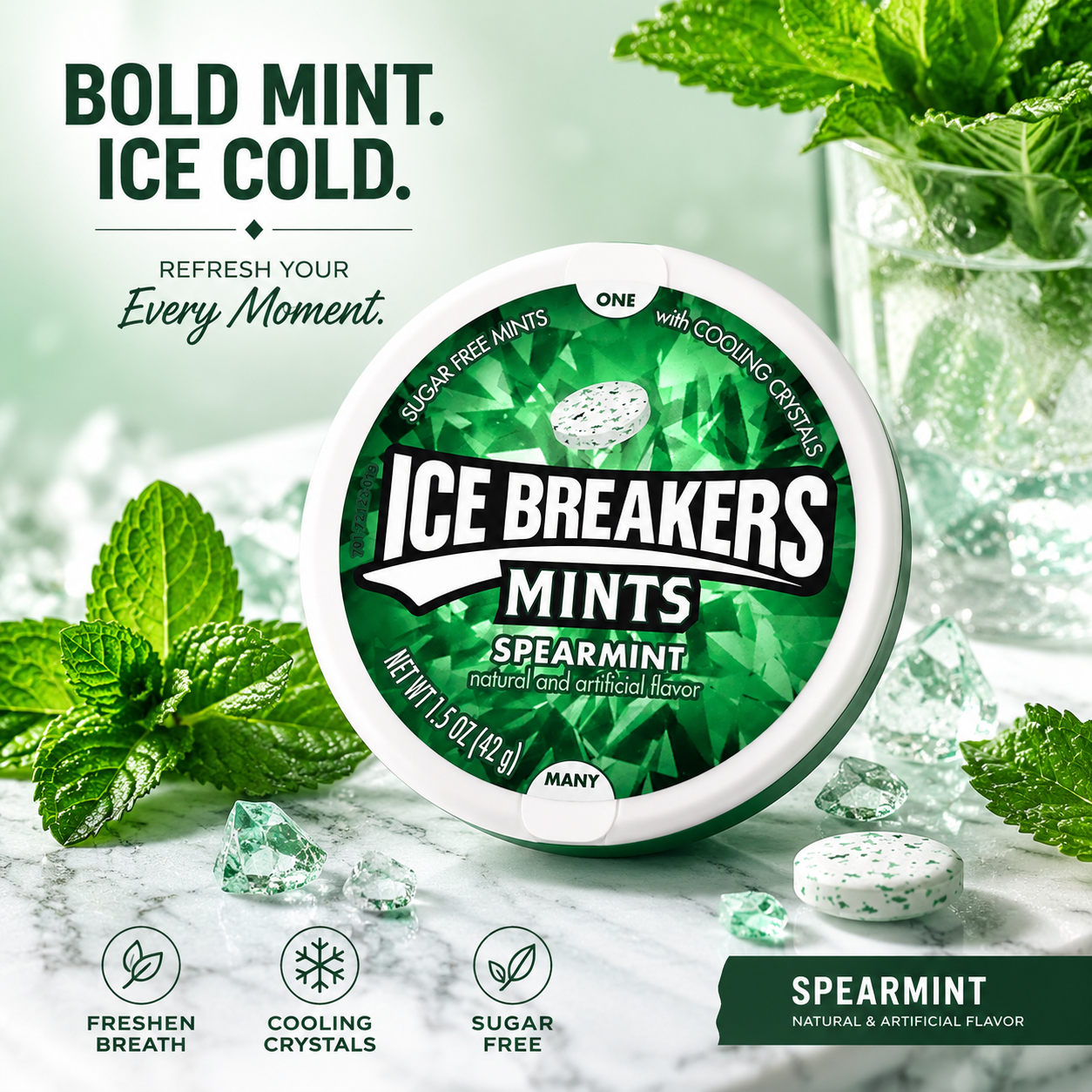 Ice Breakers Spearmint Mints 1.5-oz Pucks