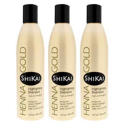ShiKai Henna Gold Highlighting Shampoo Natural Fragrance Plant-Based Formula with Non-Coloring Henna Brings Out Natural Highlights & Shine Adds Luxurious Body 12.6 oz Shikai