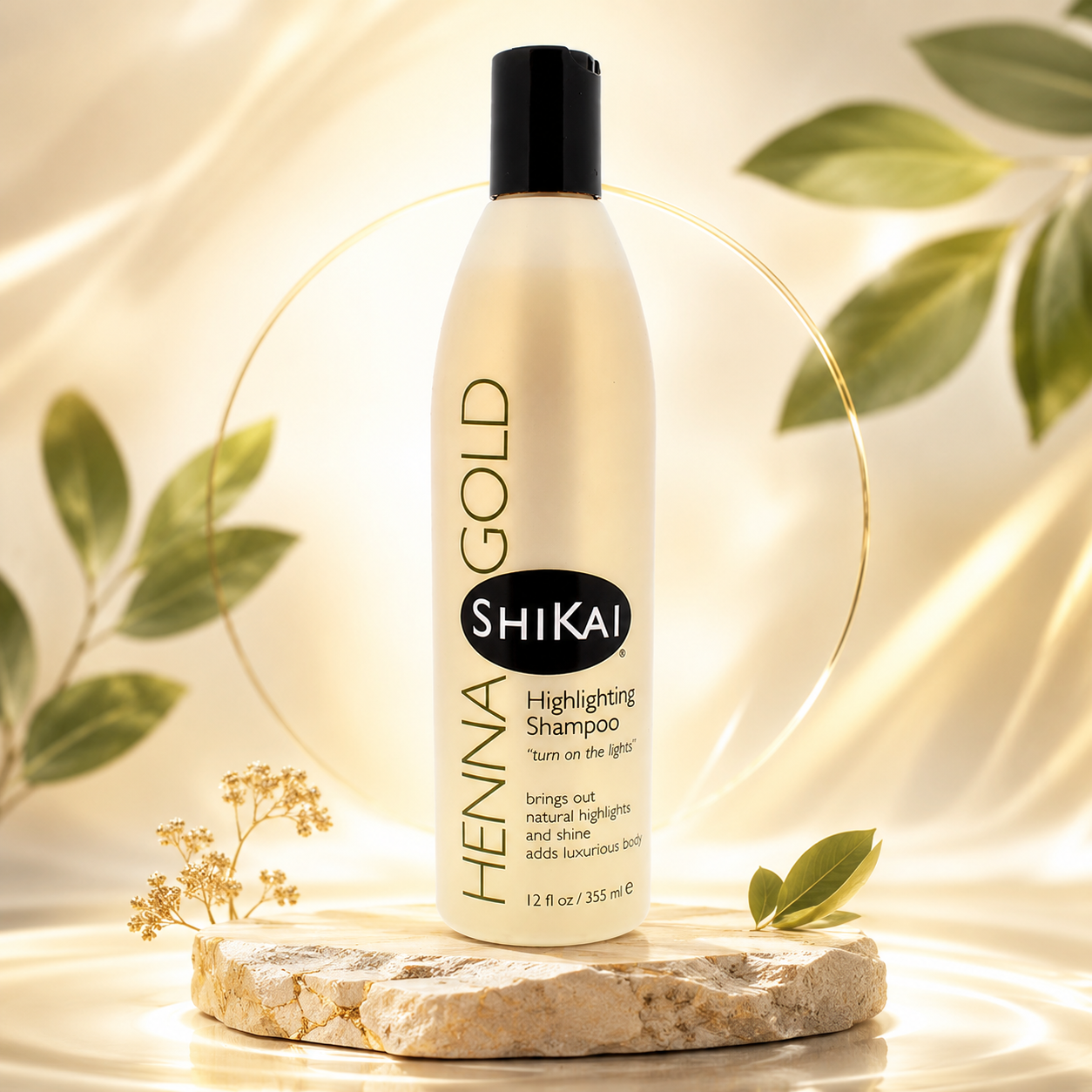 ShiKai Henna Gold Highlighting Shampoo Natural Fragrance Plant-Based Formula with Non-Coloring Henna Brings Out Natural Highlights & Shine Adds Luxurious Body 12.6 oz Shikai