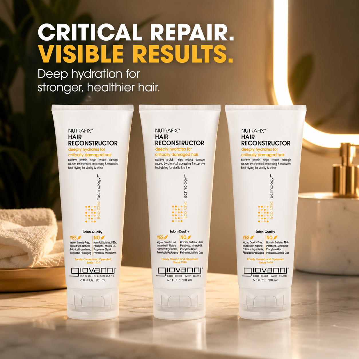 GIOVANNI Nutrafix Hair Reconstructor Moisturizing Repair Treatment For Damaged Hair Encourages Thickness & Volume Color Safe Salon Quality 6.8 oz