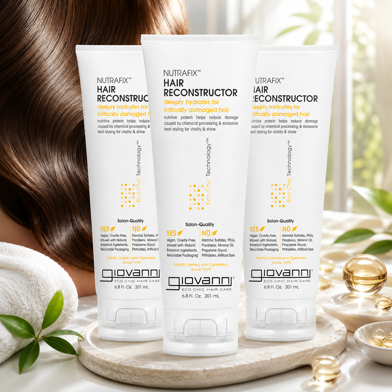 GIOVANNI Nutrafix Hair Reconstructor Moisturizing Repair Treatment For Damaged Hair Encourages Thickness & Volume Color Safe Salon Quality 6.8 oz