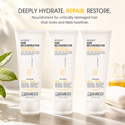 GIOVANNI Nutrafix Hair Reconstructor Moisturizing Repair Treatment For Damaged Hair Encourages Thickness & Volume Color Safe Salon Quality 6.8 oz