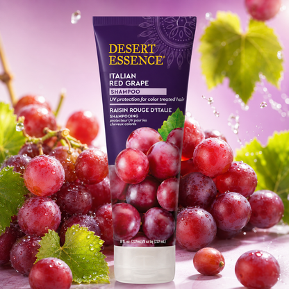 Desert Essence Italian Red Grape Shampoo Gluten Free Vegan Cruelty Free Moisturizing UV Protection For Color Treated Hair 8.0 fl. Oz