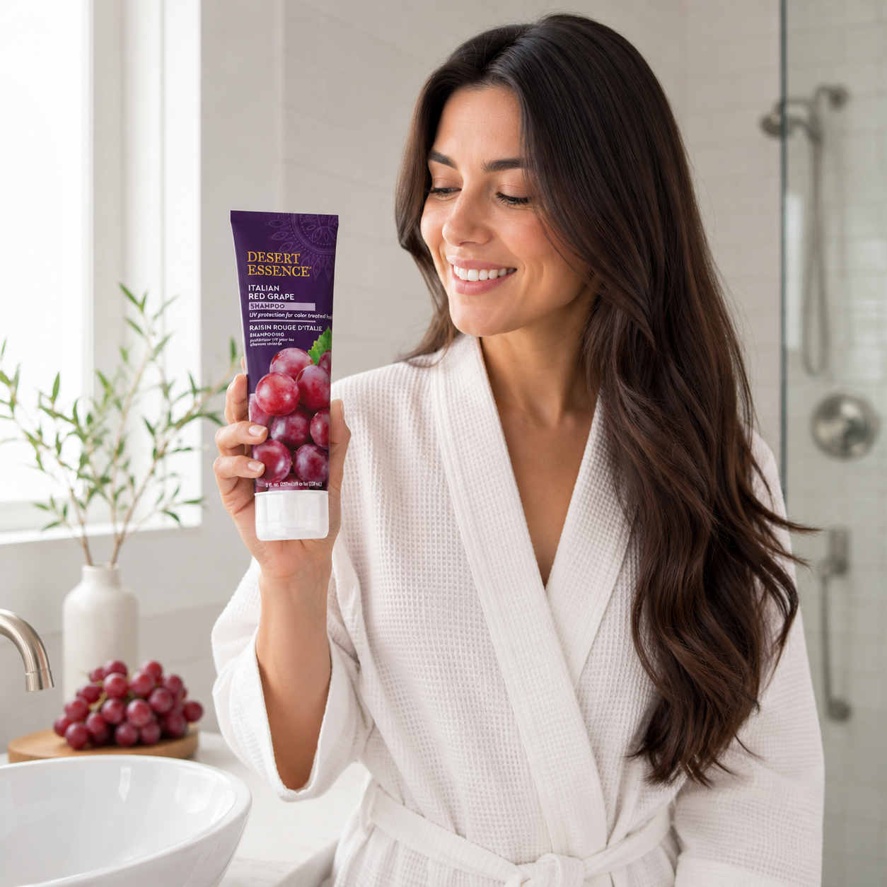 Desert Essence Italian Red Grape Shampoo Gluten Free Vegan Cruelty Free Moisturizing UV Protection For Color Treated Hair 8.0 fl. Oz