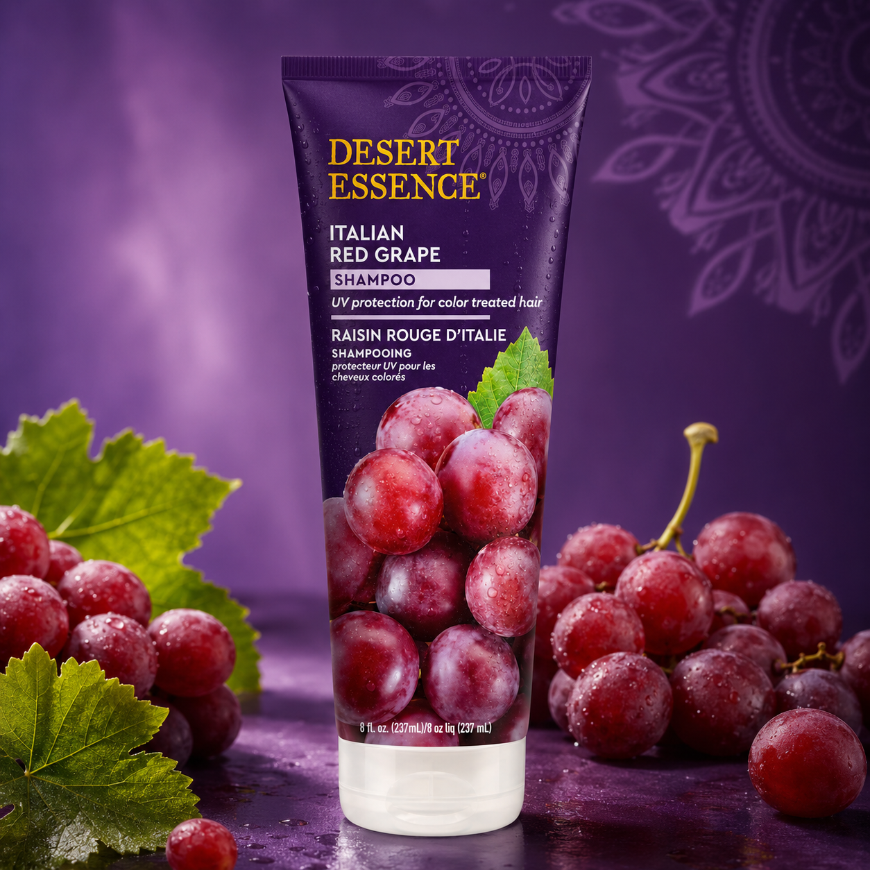 Desert Essence Italian Red Grape Shampoo Gluten Free Vegan Cruelty Free Moisturizing UV Protection For Color Treated Hair 8.0 fl. Oz