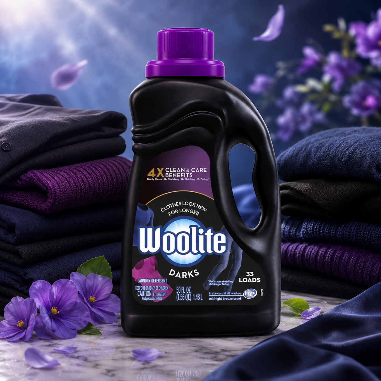 Woolite Dark Care Laundry Detergent Liquid Midnight Breeze Scent 33 Loads 50 oz