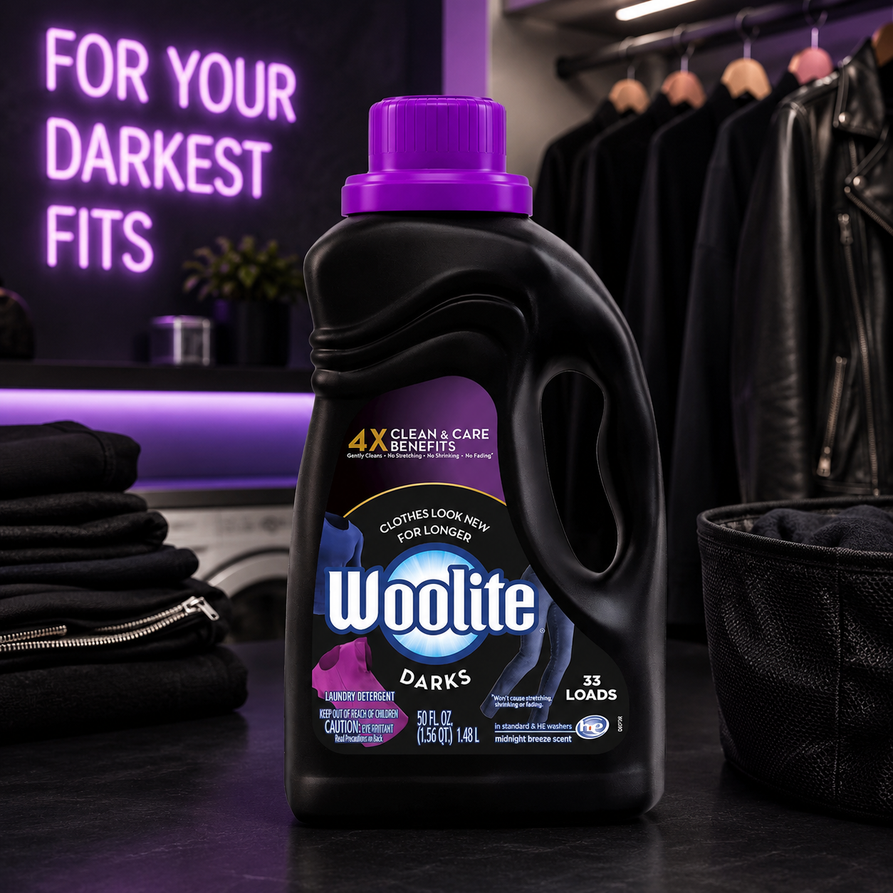 Woolite Dark Care Laundry Detergent Liquid Midnight Breeze Scent 33 Loads 50 oz