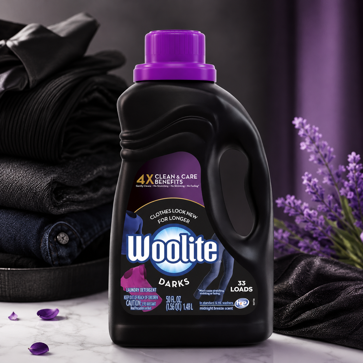 Woolite Dark Care Laundry Detergent Liquid Midnight Breeze Scent 33 Loads 50 oz