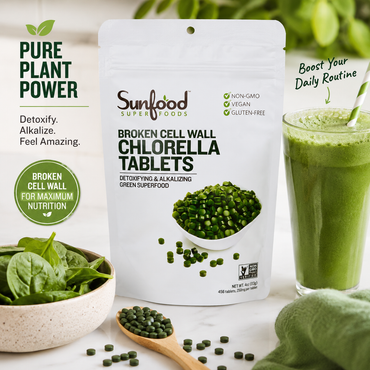 Sunfood Superfoods Chlorella Tablets Broken Cell Wall Algae Chlorophyll Supplement Non GMO Vegan Bag 4 oz