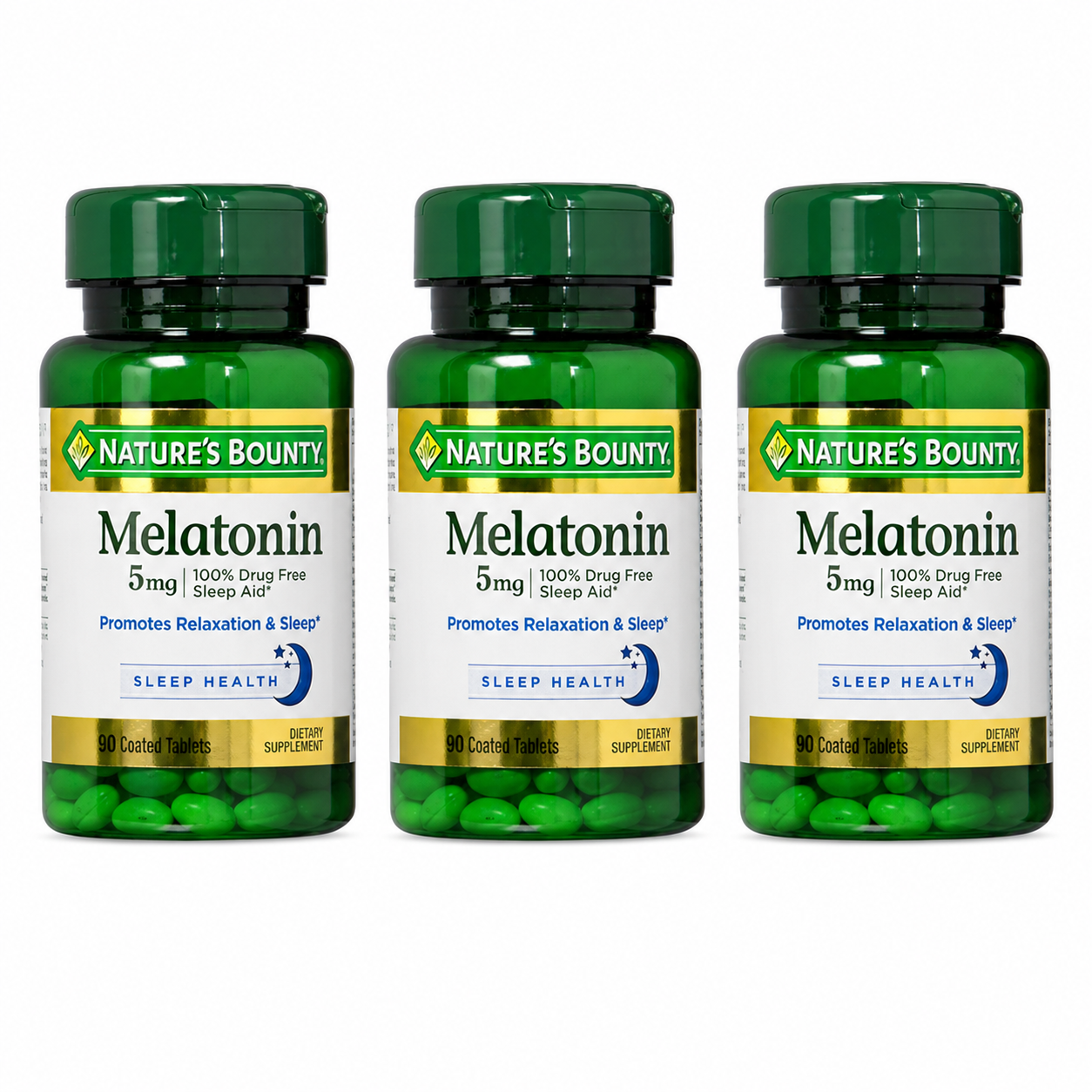 Nature's Bounty Melatonin Dietary Supplement Sleep Aid 90 ct Promotes Relaxation and Sleep Health 100% Drug Free 0.00 oz