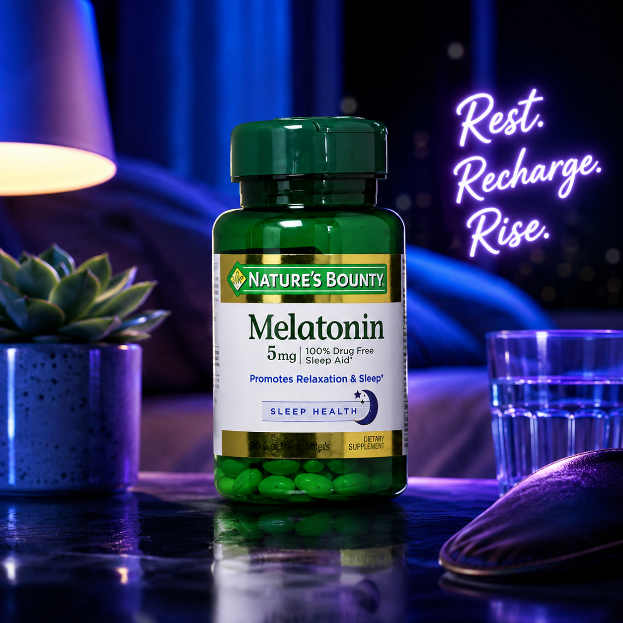 Nature's Bounty Melatonin Dietary Supplement Sleep Aid 90 ct Promotes Relaxation and Sleep Health 100% Drug Free 0.00 oz