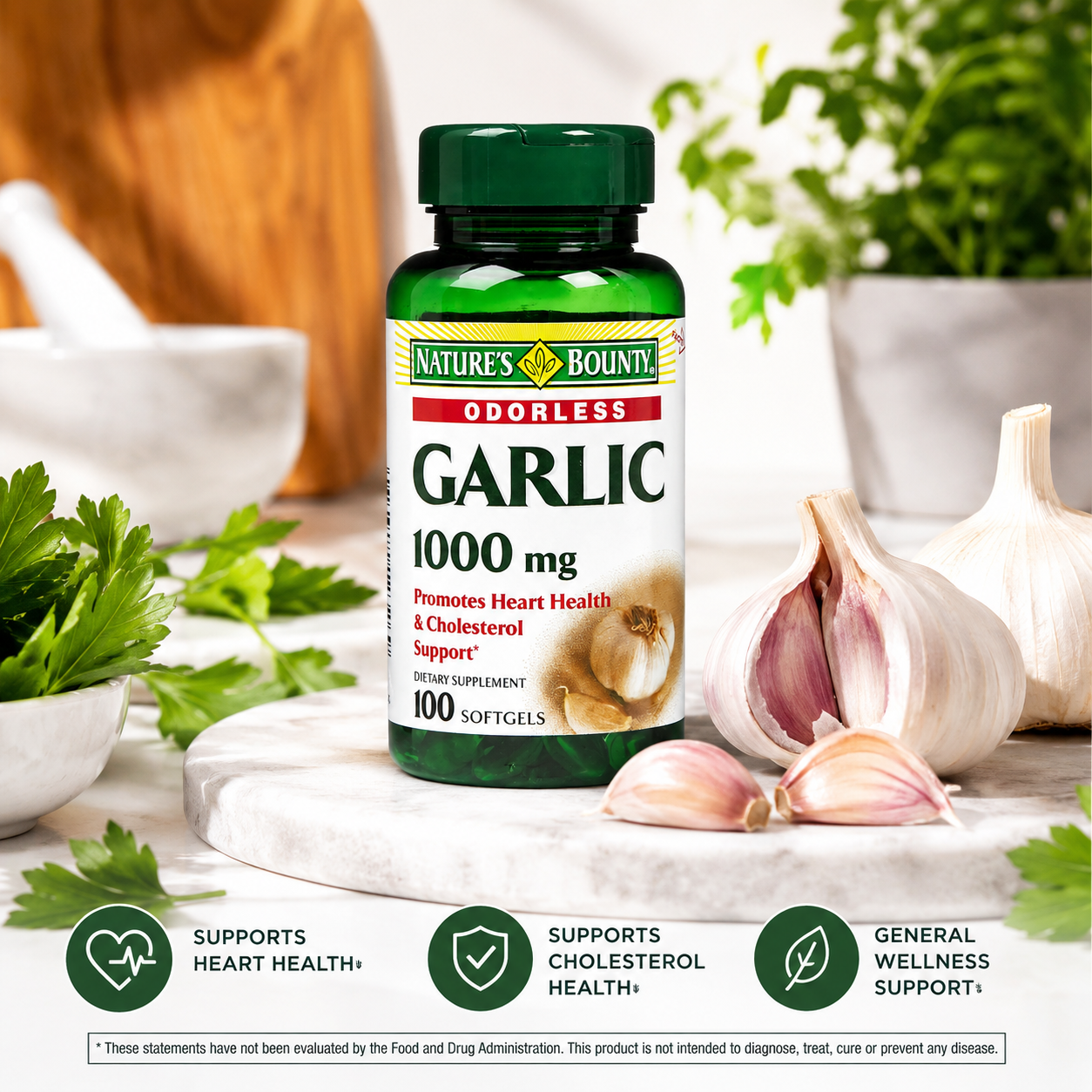Nature's Bounty Garlic Extract Supplement Supports Circulatory Function Rapid Release Softgels 100 ct 0.04 oz