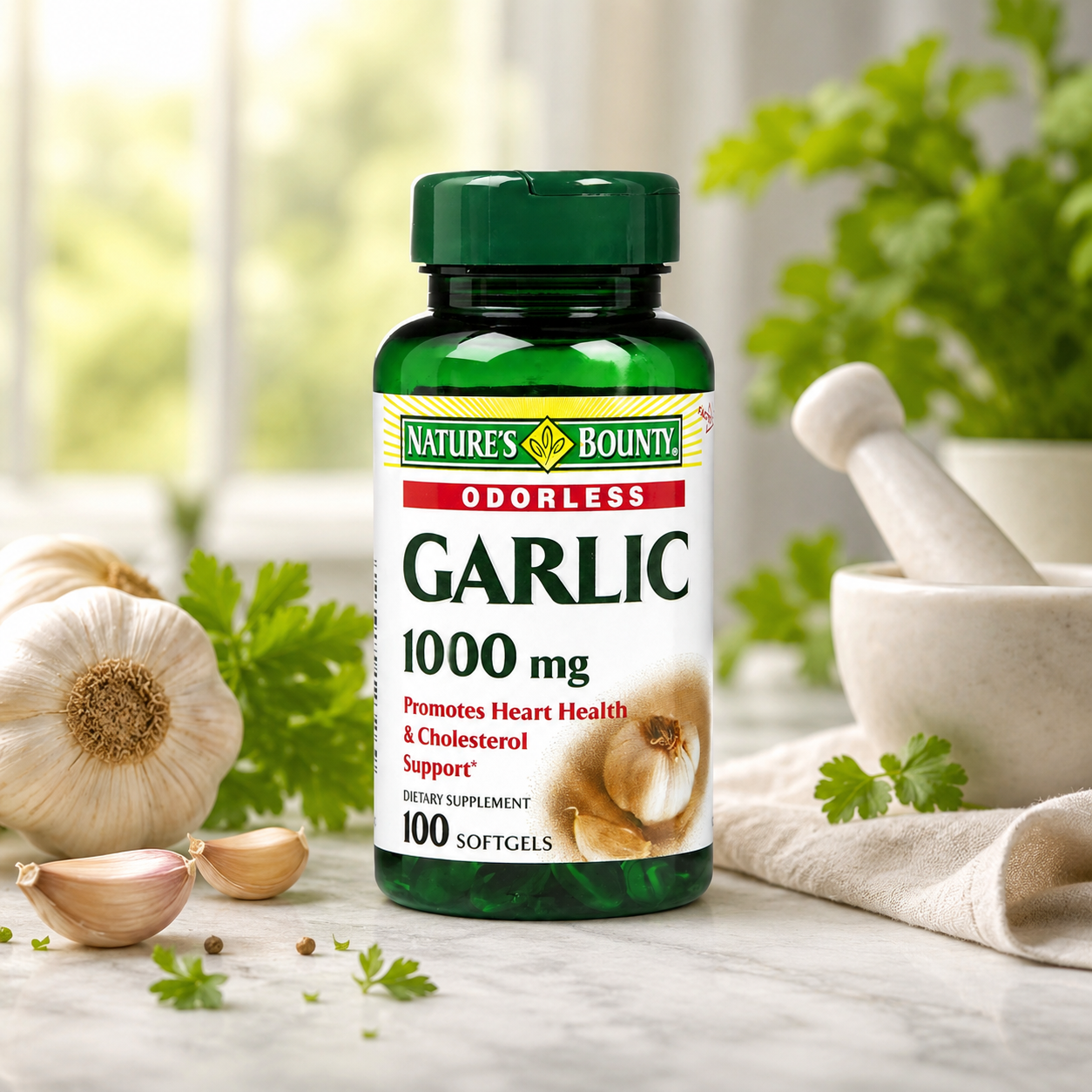 Nature's Bounty Garlic Extract Supplement Supports Circulatory Function Rapid Release Softgels 100 ct 0.04 oz