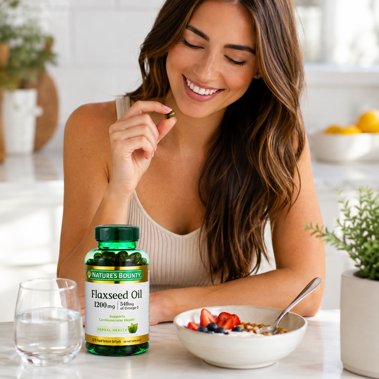 Nature's Bounty Flaxseed Oil Rapid Release Softgels Natural White 125 ct 0.04 oz