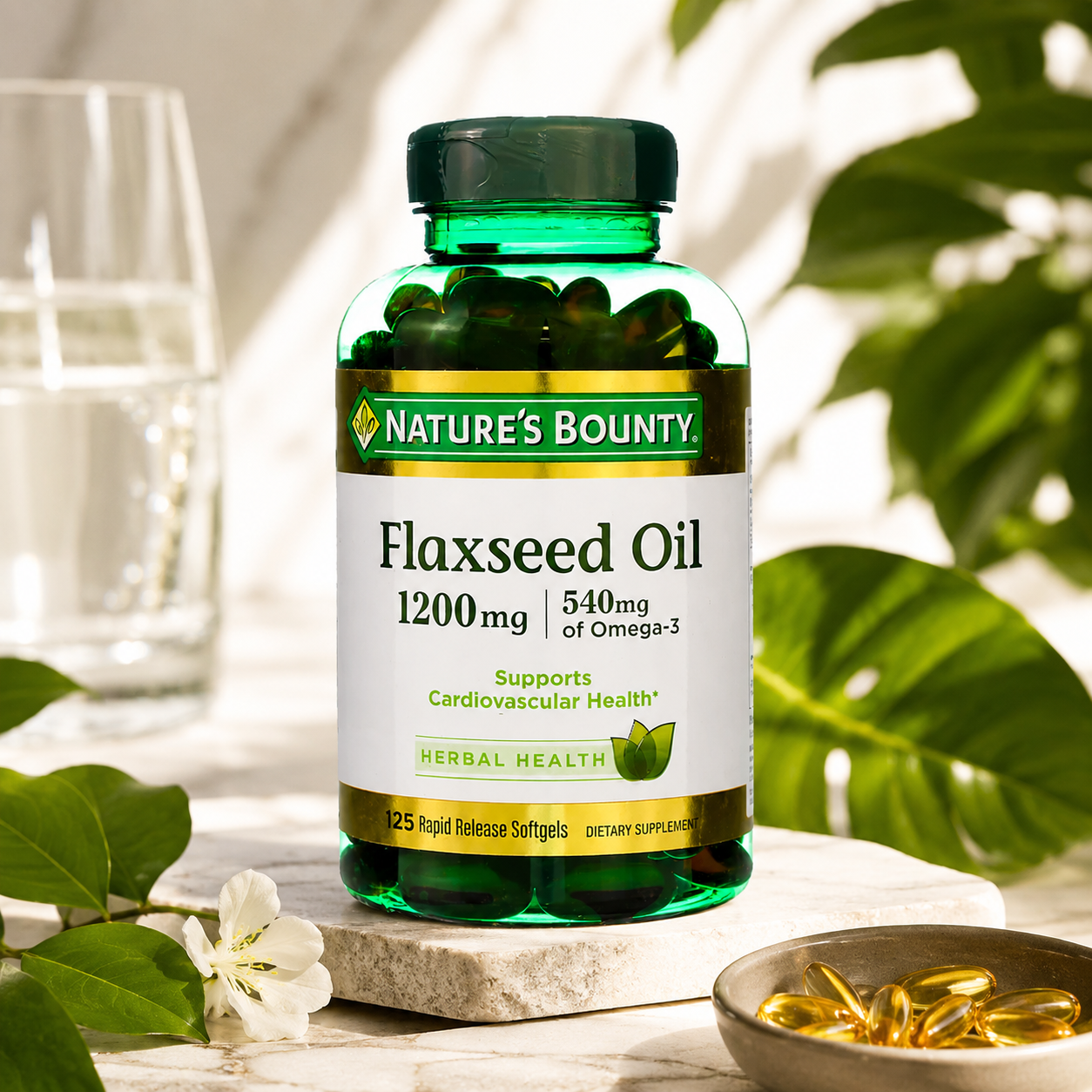 Nature's Bounty Flaxseed Oil Rapid Release Softgels Natural White 125 ct 0.04 oz