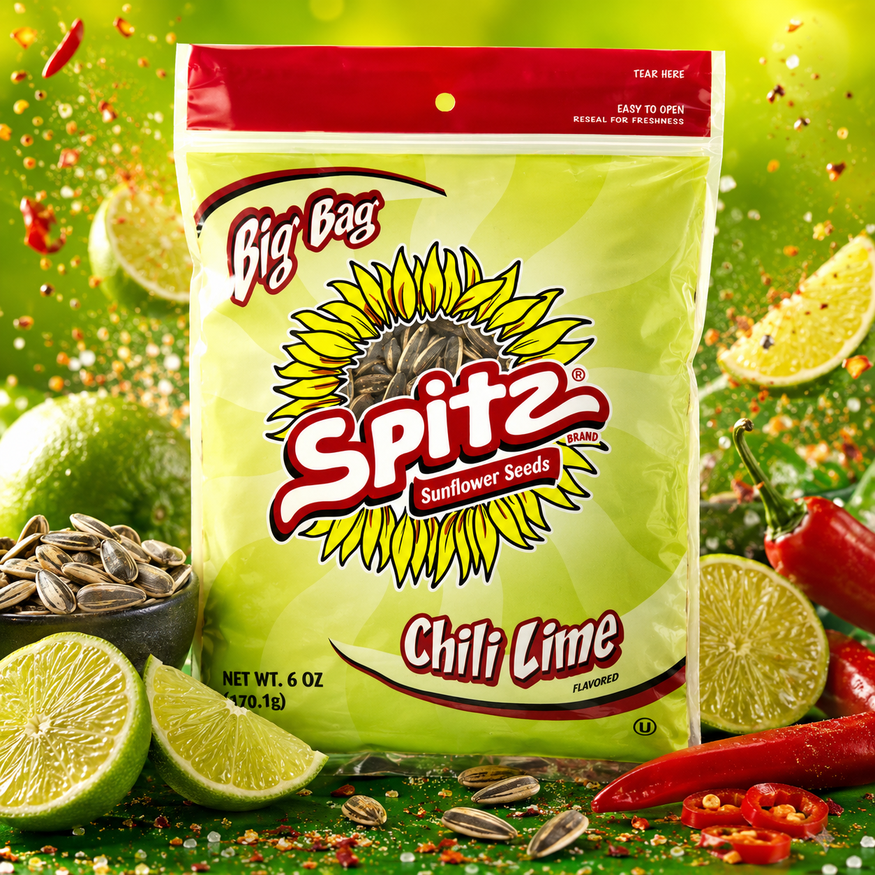 Spitz Sunflower Seeds Chili Lime Flavored Bag 6 oz