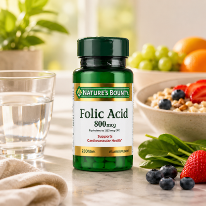 Nature's Bounty Folic Acid Supplement Supports Cardiovascular Health 800mcg 750 ct