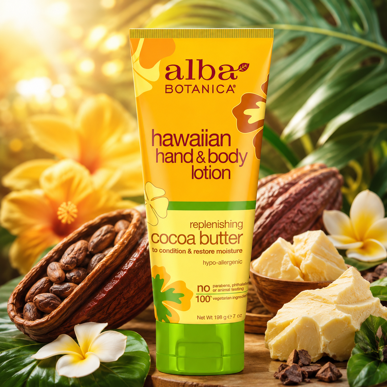 Alba Botanica Hawaiian Cocoa Butter Hand & Body Lotion 7 oz