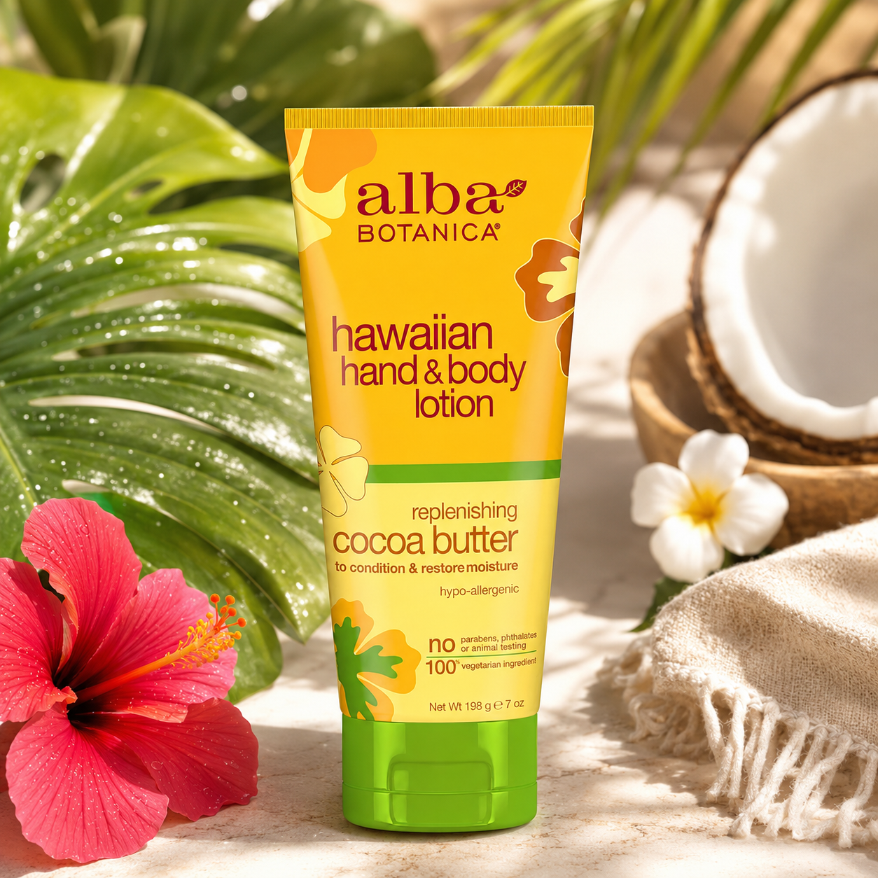 Alba Botanica Hawaiian Cocoa Butter Hand & Body Lotion 7 oz