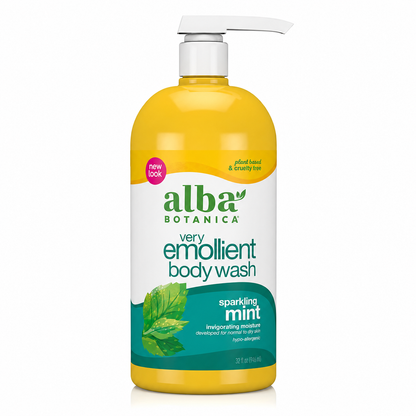 Alba Botanica Very Emollient Body Wash Sparkling Mint 32 oz