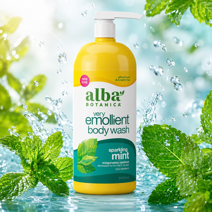 Alba Botanica Very Emollient Body Wash Sparkling Mint 32 oz
