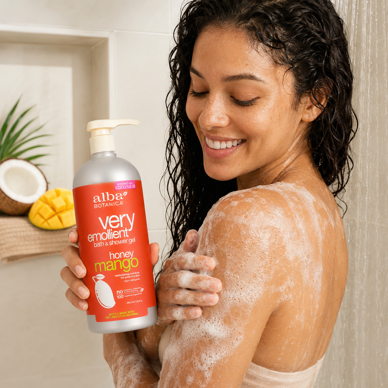 Alba Botanica Very Emollient Bath & Shower Gel Honey Mango 32 oz