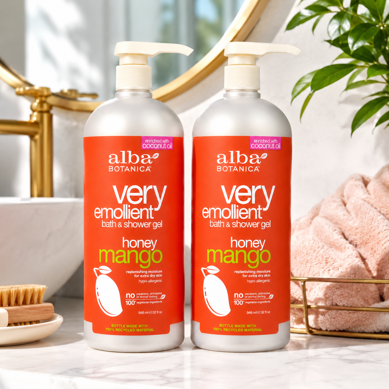 Alba Botanica Very Emollient Bath & Shower Gel Honey Mango 32 oz
