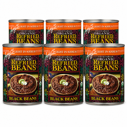 Amy's Organic Refried Black Beans Light in Sodium Vegan Gluten Free Vegetarian Canned 15.4 oz