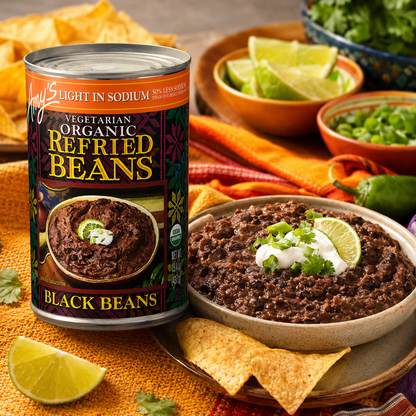 Amy's Organic Refried Black Beans Light in Sodium Vegan Gluten Free Vegetarian Canned 15.4 oz